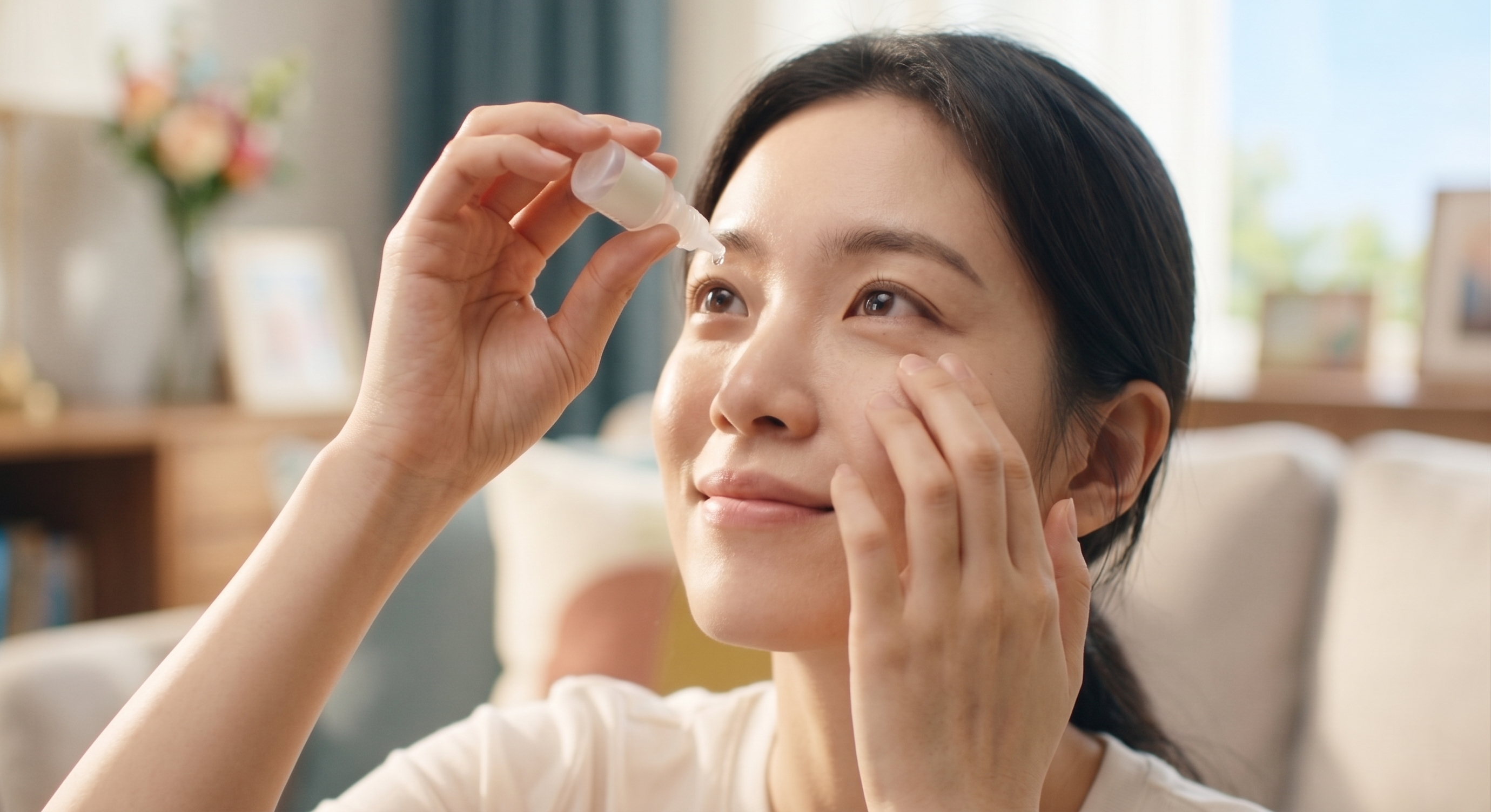 녹내장 약물치료 - 안약을 점안하는 환자